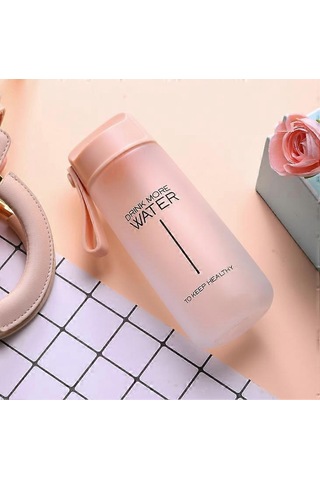 Su Bardağı Sevimli Plastik Taşınabilir Su Şişesi Öğrenci Seyahat Spor Su Bardağı - Renk: Şeftali Çok Renkli