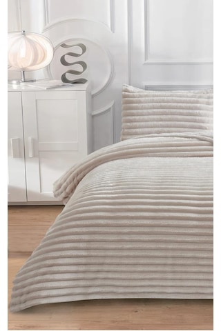 Soft Çizgi Tek Kişilik Yatak Örtüsü 180x240 Krem