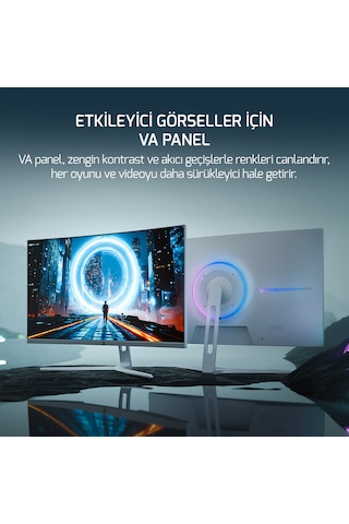 Gamepower Vivid F20 27'' 1 MS 120 Hz Curved RGB Beyaz  VA Full HD Oyuncu Monitör
