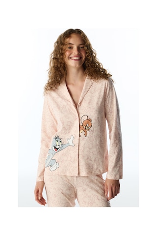 Penti Açık Pembe Tom&jerry Uzun Kollu Gömlek Pantolon Pijama Takımı Soft Pınk