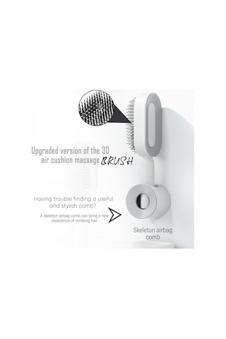 Singree Kuru Islak Saçlar İçin Otomatik Temizleyici Hava Yastığı Saç Fırçası - Yumuşak Tırnaklı, Masajlı, Saç Dökülmesini Azaltan, Beyaz + Gri Tabanlı