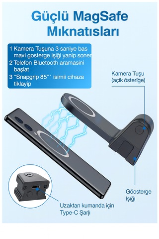 Ss18 Magsafe İle Uyumlu Bluetooth Telefon Deklanşör Grip