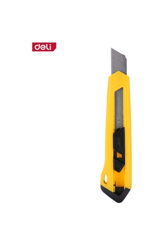 Delı Profesyonel Plastik Gövdeli Kırılabilir Maket Bıçağı 18mm Sk5 Sarı Kendinden Kilitli