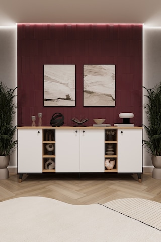 Lüks Konsol Tv Ünitesi %100 Mdf Salon Ve Yemek Odası Ünitesi Knsl05 Beyaz - Karına