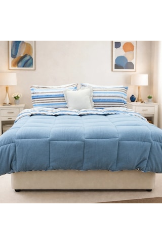 Sherpa Comforter Çift Kişilik Uyku Seti - Mavi