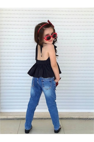 Quzucuk Kids Kız Çocuk Ekose Detaylı Pantolonlu Takım Çok Renkli