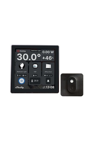 Wall Display Siyah + Blu H&t Siyah Paket , Wlan Akıllı Ev Kontrol Paneli, Termostat, Entegre 5a Röle, Nötr İletken