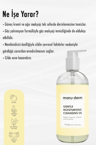 Maruderm Gentle Moisturizing Yağ Bazlı Yüz ve Vücut Temizleme Yağı 400 ML