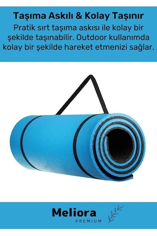 Taşıma Askılı Konfor Modeli Çift Taraflı Kaymaz Yoga Meditasyon Minderi Mavi Siyah Mat Çok Renkli