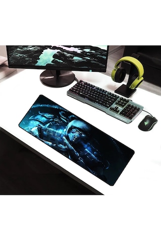 Alkese 70x30 Cm Subzero Desenli Dikişli Kaydırmaz Tabanlı Oyuncu Mouse Pad