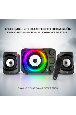 Bluetooth Mikrofonlu Hoparlör Rgb 2+1 Ses Sistemi Gaming Bilgisayar Hoparlör