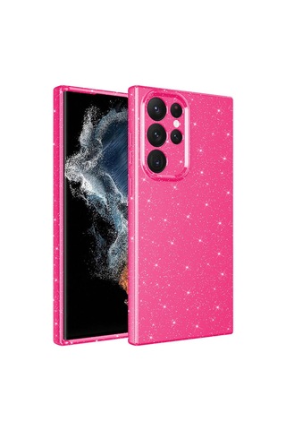 Galaxy S22 Ultra Uyumlu Kamera Korumalı Simli Lüks Cml Mobıle Koton Kapak-pembe Koyu