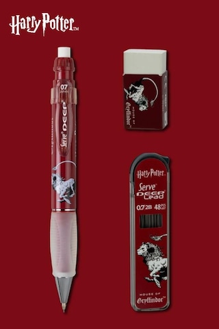 Serve Deep Üçlü Set 0.7 Mm Harry Potter Koleksiyonu Mekanik Versatil Kalem, 2b Min 48 Li & Pvc Siz Silgi Seti - Bordo Çok Renkli