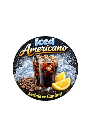 Mayeka Iced Americano Temalı Cafeler Kahveciler Baristalar İçin Ahşap Duvar Kapı Dekoratif Süs Tablo 6