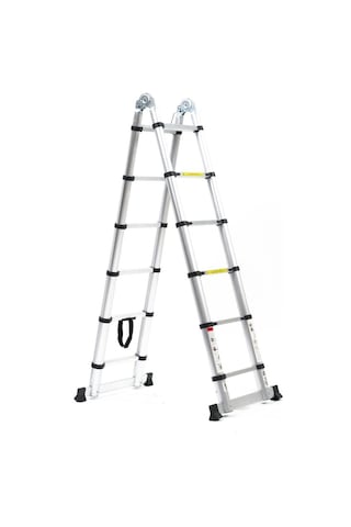 Cardilife 190cm+190cm 6+6 Basamaklı A Tipi Açılır Teleskopik Alüminyum Merdiven 6+6