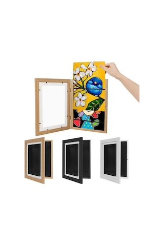 Novahub Bej 3-1 Adet Manyetik Çocuk Sanat Çerçevesi, Değiştirilebilir Fotoğraf Depolama, Çocuklar İçin Sanat Sergisi Ekran, Ev Ve Ofis Dekorasyonu