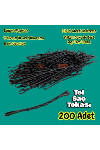 13technow Siyah %100 Metal Esnemez Dayanıklı Kadın Saç Tel Tokası 200 Adet Siyah