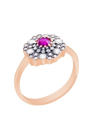 Diamond Line - Gülaylar - Altın 14 Ayar Elmas Görünümlü Yüzük (532068912)