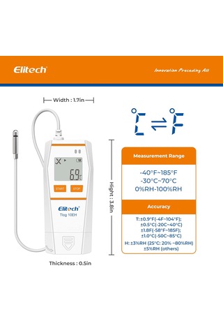 Elitech Tlog 10eh Sıcaklık Ve Nem Kaydedici Datalogger Otomatik Pdf Rapor 0