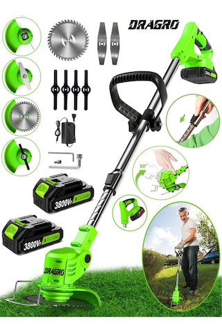 Dragro Alman DRGM3800 Eco Pro 2 Akülü Y 3800 Vf 20 Ah Teleskopik Uzatmalı Çim Biçme Tırpanı