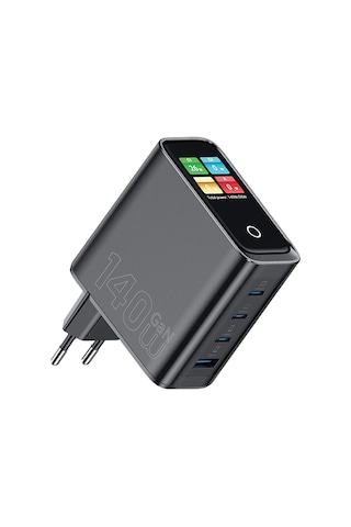 Wiwu Wi-g028 Voyager Serisi Gan Teknolojili Pd/qc Tft Göstergeli Hızlı Şarj Başlığı 140w Siyah