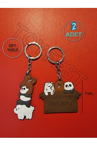 Kafadan Ayılar Figürleri - Grizzly - Panda - Ice 2 Li Çanta Akesuarı Anahtarlık Seti - Model 2