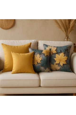 4 Lü Bohem Dekoratif Kırlent Seti Overlok Dikişli, Tela Destekli , Dijital Duck Kumaş , 4al 1 Öde 40 x 40