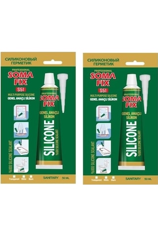 Somafix Genel Amaçlı Tüp Silikon Yapıştırıcı Şeffaf 50 ML 2 Adet