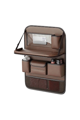 Cbtx Çok Fonksiyonlu Araba Arka Koltuk Organizatörü Katlanabilir Masalı Su Geçirmez Saklama Çantası Asma - Kahverengi