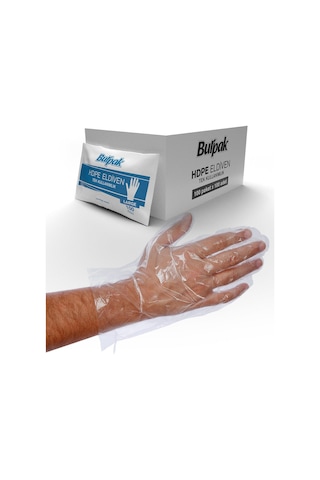 Burpak Hdpe Tek Kullanımlık Şeffaf Eldiven Büyük Boy 100 Adetlik 10 Paket