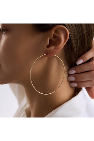 14k Altın Halka Küpe 1,2 Mm 7.5 Cm Gizli Kilit T14296 Renkli