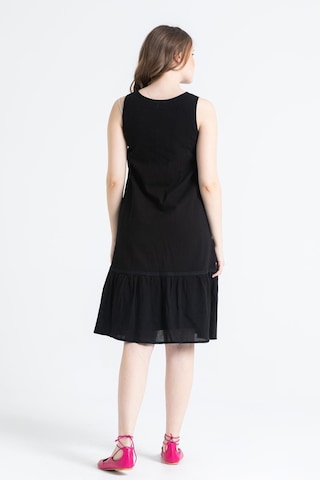 Kolsuz Şile Bezi Ilgaz Midi Boy Elbise Siyah Syh-siyah