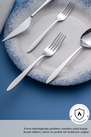 Emsan Yakamoz 24 Parça 6 Kişilik Kutulu Çatal Kaşık Bıçak Takımı – Gümüş