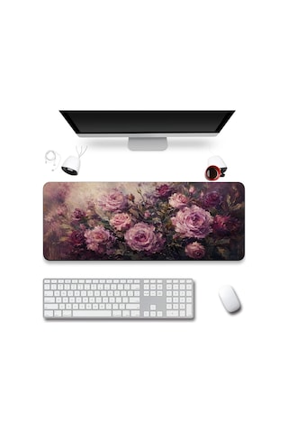 Sonictouch Klavye Mousepad 40x90cm Dikişsiz Pürüzsüz Sıvı Geçirmez Kaymaz Taban Gece Gülleri
