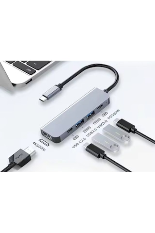 Platoon Pl-5560 4k Type-c 5in1 Şarj,hdmı Ve Usb Çoğaltıcı Adaptör Çevirici