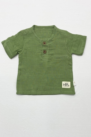 Erkek Bebek Şortlu Takım Bisiklet Yaka Düğmeli Düz Renk Haki