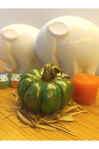 Büyük Boy El Boyaması Yeşil Kabak Biblo-dekoratif Ev Ürünü-rustik Hasat Kabak Figürü Yeşil