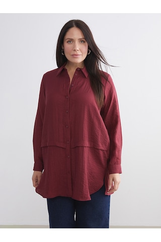 Lcwaıkıkı Classic Bordo Dokulu Kadın Gömlek Tunik