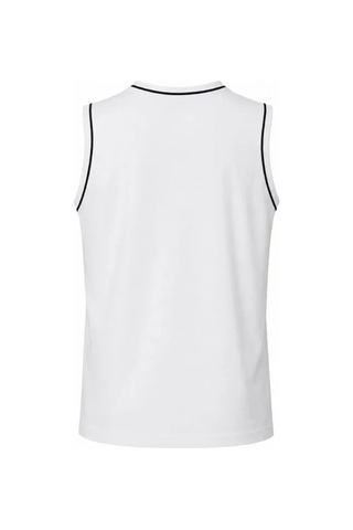 Veraura Lifestyle Ön Unisex Pamuklu Bisiklet Yaka Kolsuz Atlet Kontrast Biyeli Regular Fit - Beyaz