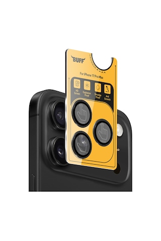 Buff Apple Uyumlu iPhone 17 Pro Max Metal Kamera Lens Koruyucu Black Siyah