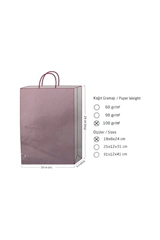 Kahverengi Kraft Çanta Küçük Boy 18x8x24 Cm 25 Adet