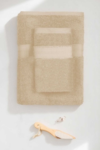 2 Parça Battal Lüks Premium Banyo Spa Havlu Takımı 90x170 Cm Bej Bej