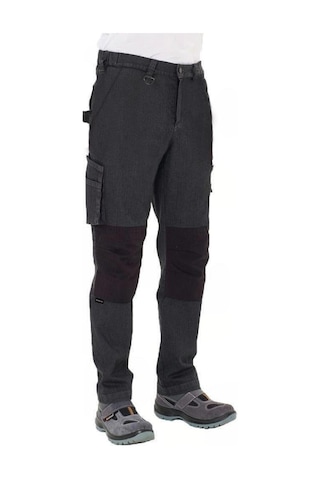 Şensel Kot İş Pantolonu Gri-Siyah -54E6537- Esnek Likralı Gri - Siyah