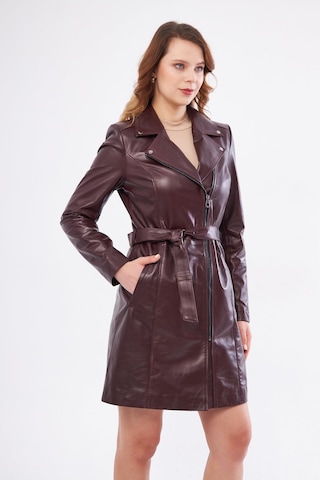 Derinss Dka2391 Hakiki Deri Kadın Bordo Pardesü 001