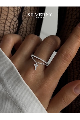 Sılverme 925 Ayar Gümüş Haç Kolye Halkalık 177164144 Gri