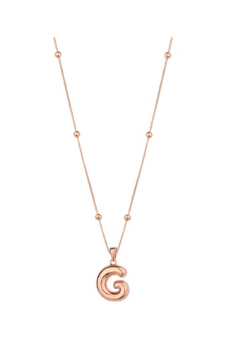 Taşsız Gümüş Tombul Harf - G Harfi Rose Gold