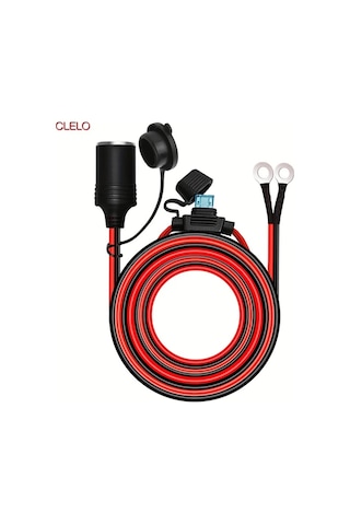 Boatshop1 Clelo Araba Kadın 10ft 3m 12 24v Güç Kaynağı Araba Fişi 14 Awg Kablo 15a Sigorta Ağır Hizmet Dc Fiş Priz Uzatma Terminalli Pil Türü