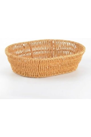 El Yapımı Doğal Hasır Sepet - Oval Çok Amaçlı Ekmeklik Ve Düzenleyici 20,5 X 20,5 X 7 Cm 000 Açık Krem
