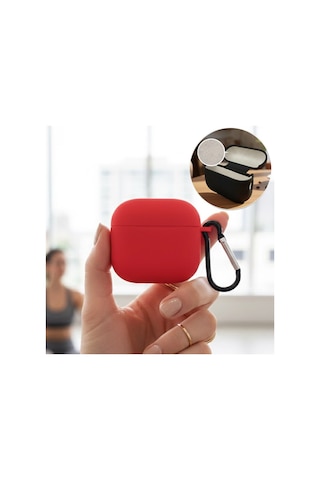 Caseonn Apple Airpods Uyumlu 5 Kılıf Askı Aparatlı Lansman Koyu Kırmızı