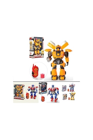 Uzaktan Kumandalı Sesli Işıklı Sünger Atarlı Oyuncak Dev Robot Sarı Renk